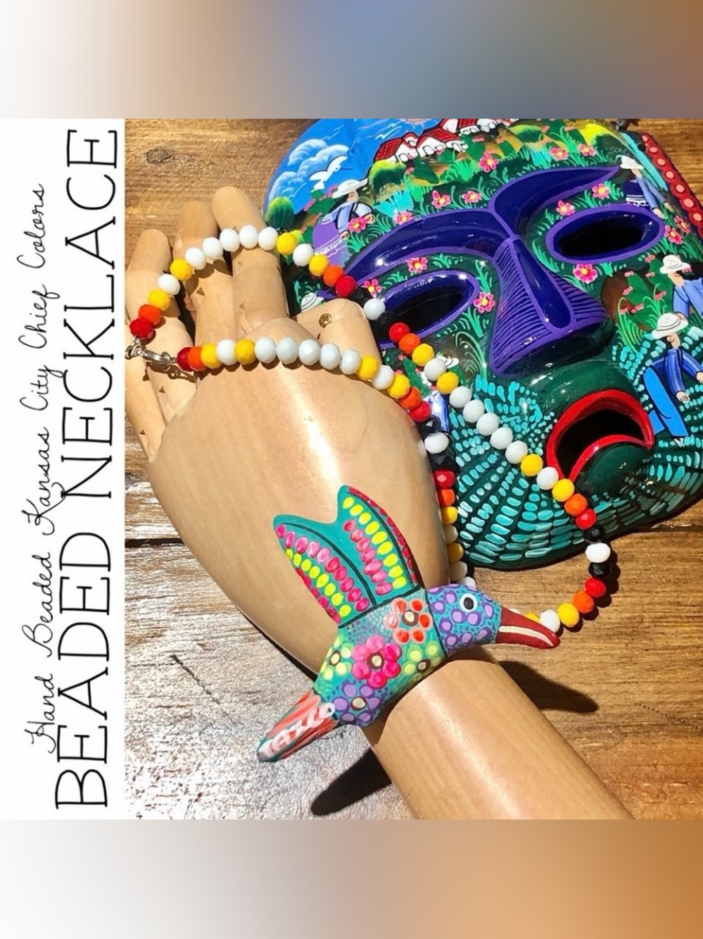Faceted Hand Beaded Kansas City Chief Colors